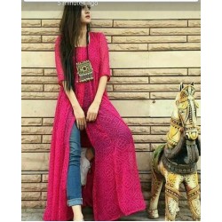 Pink Georgette Ethnic Stitch Bandhni kurti